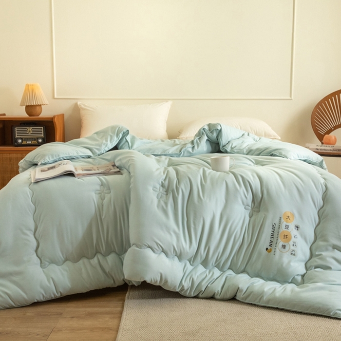 91家纺网 家纺一手货源 找家纺 慕尚家纺 2025新款大豆纤维被被子被芯 大豆纤维被薄荷绿