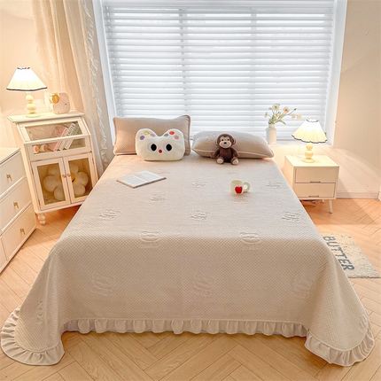 居眠 2024新款A类牛奶绒like小熊系列大豆夹棉床单 Like熊 浅驼