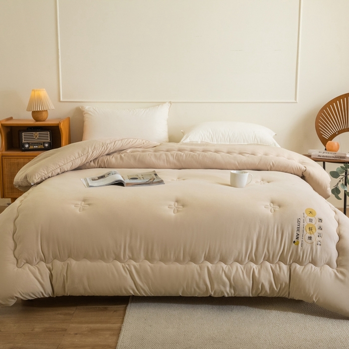 91家纺网 家纺一手货源 找家纺 慕尚家纺 2025新款大豆纤维被被子被芯 大豆纤维被卡其