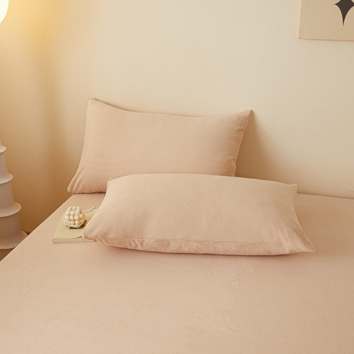 91家纺网 家纺一手货源 找家纺 鑫钰 2024秋冬新款加厚牛奶绒防水床笠 卡其