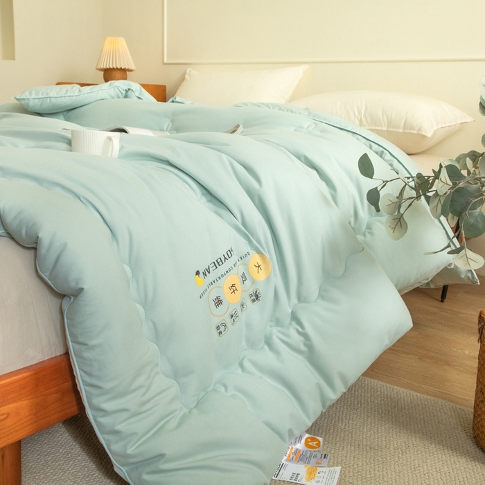 91家纺网 家纺一手货源 找家纺 慕尚家纺 2025新款大豆纤维被被子被芯 大豆纤维被薄荷绿