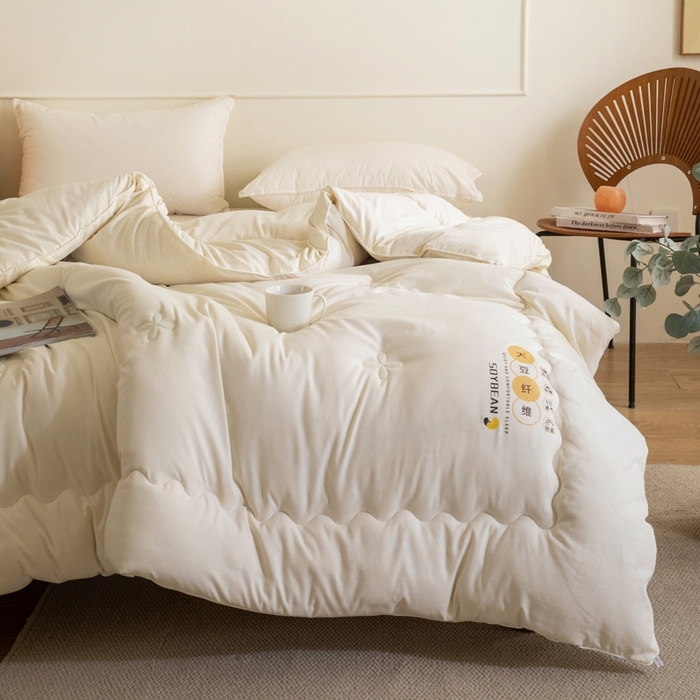 91家纺网 家纺一手货源 找家纺 慕尚家纺 2025新款大豆纤维被被子被芯 大豆纤维被白