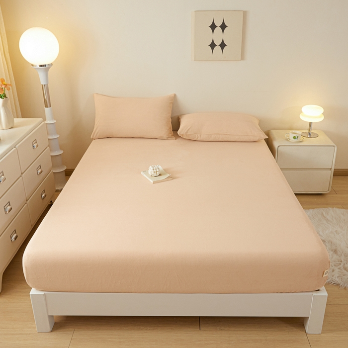 91家纺网 家纺一手货源 找家纺 鑫钰 2024秋冬新款加厚牛奶绒防水床笠 卡其