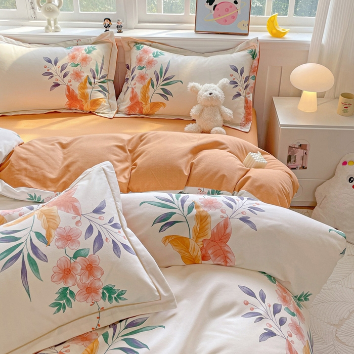 91家纺网 家纺一手货源 找家纺 暖芯优选 2025新款直播爆款加厚全棉磨毛四件套喷气印花纯棉（一字绣工艺款）学生三件套10月上新 金秋