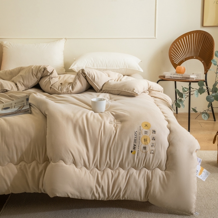 91家纺网 家纺一手货源 找家纺 慕尚家纺 2025新款大豆纤维被被子被芯 大豆纤维被卡其