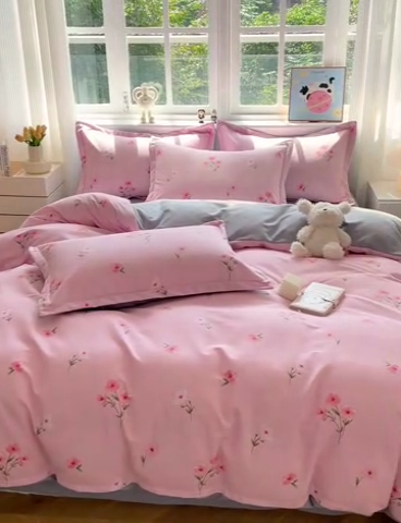 91家纺网 家纺一手货源 找家纺 暖芯优选 2025新款直播爆款加厚全棉磨毛四件套喷气印花纯棉（一字绣工艺款）学生三件套10月上新 晚风吟