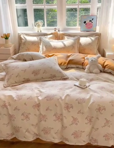 91家纺网 家纺一手货源 找家纺 暖芯优选 2025新款直播爆款加厚全棉磨毛四件套喷气印花纯棉（一字绣工艺款）学生三件套10月上新 云梦泽