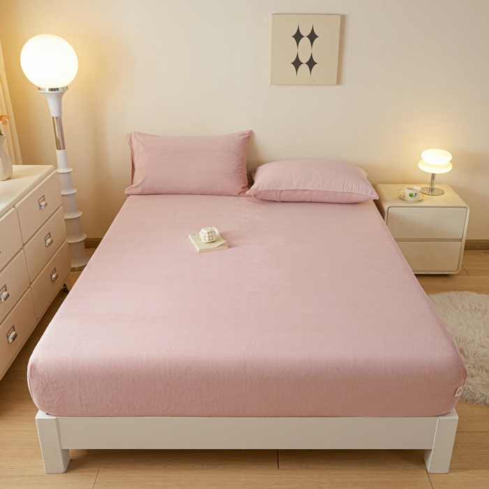 91家纺网 家纺一手货源 找家纺 （总）鑫钰 2024秋冬新款加厚牛奶绒简约纯色床笠