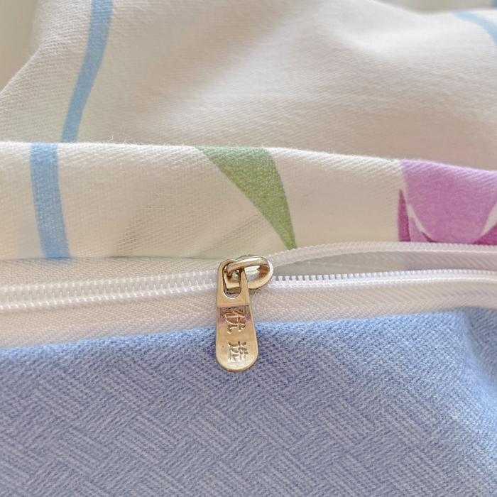 91家纺网 家纺一手货源 找家纺 暖芯优选 2025新款直播爆款加厚全棉磨毛四件套喷气印花纯棉（一字绣工艺款）学生三件套10月上新 郁金香