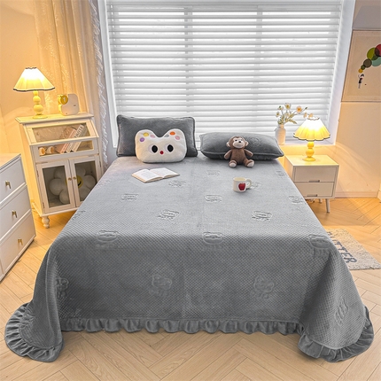 91家纺网 家纺一手货源 找家纺 居眠 2024新款A类牛奶绒like小熊系列大豆夹棉床单 Like熊-星灰