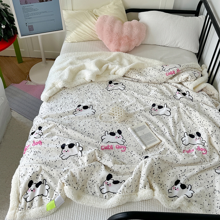 91家纺网 家纺一手货源 找家纺 吉象家纺 2024新款高克重牛奶绒羊羔绒印花毛毯 修狗