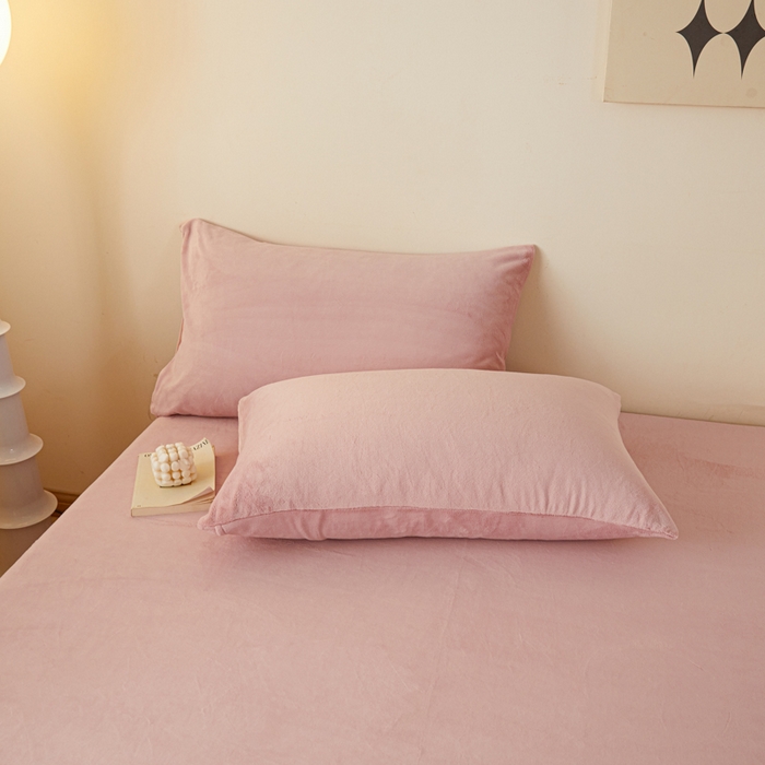 91家纺网 家纺一手货源 找家纺 （总）鑫钰 2024秋冬新款加厚牛奶绒简约纯色床笠