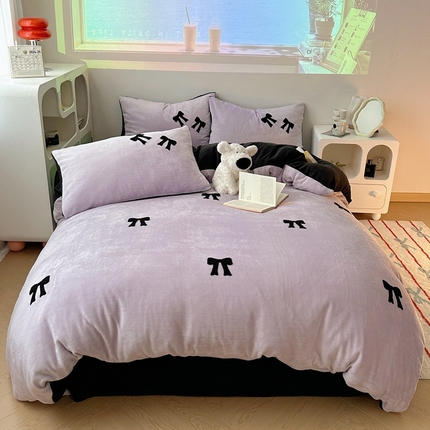 91家纺网 家纺一手货源 找家纺 （总）红嘴企鹅 2025新款牛奶绒毛巾绣四件套