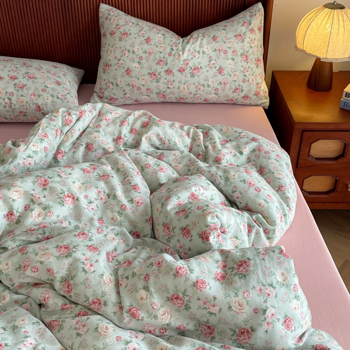 91家纺网 家纺一手货源 找家纺 一比一家纺 2025新款全棉母婴级抗菌有氧全棉双层纱亲肤全棉小清新印花三件套四件套 兰桂坊