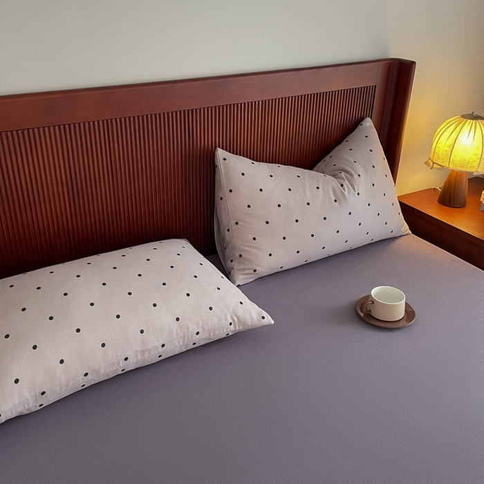 91家纺网 家纺一手货源 找家纺 一比一家纺 2025新款全棉母婴级抗菌有氧全棉双层纱亲肤全棉小清新印花三件套四件套 芋泥啵啵