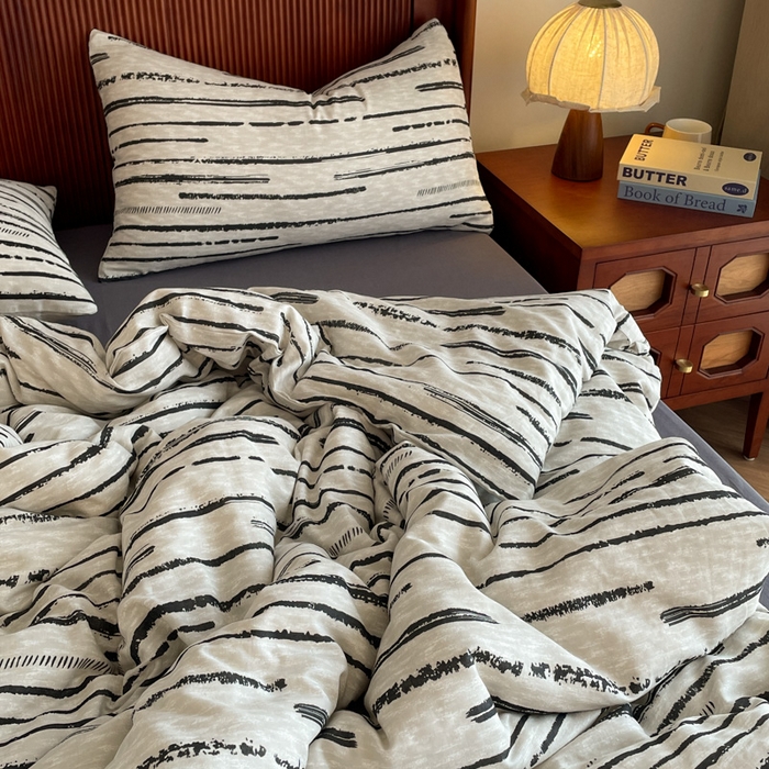 91家纺网 家纺一手货源 找家纺 一比一家纺 2025新款全棉母婴级抗菌有氧全棉双层纱亲肤全棉小清新印花三件套四件套 凯伦