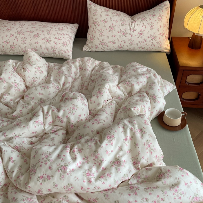 91家纺网 家纺一手货源 找家纺 一比一家纺 2025新款全棉母婴级抗菌有氧全棉双层纱亲肤全棉小清新印花三件套四件套 秀妍