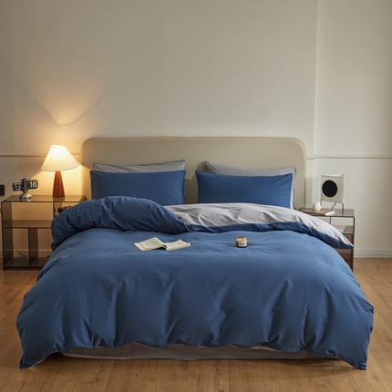 91家纺网 家纺一手货源 找家纺 寐眠 2024新款全棉纯棉加厚磨毛四件套 午夜蓝宝