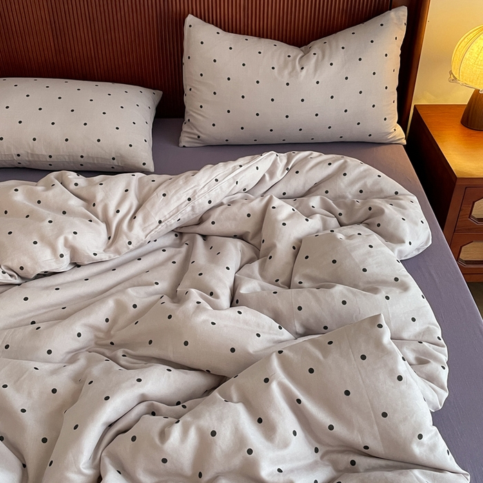 91家纺网 家纺一手货源 找家纺 一比一家纺 2025新款全棉母婴级抗菌有氧全棉双层纱亲肤全棉小清新印花三件套四件套 芋泥啵啵