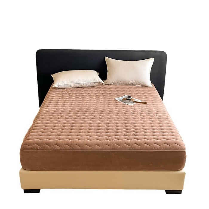 91家纺网 家纺一手货源 找家纺 良品汇馆 2024【加厚夹棉牛奶绒床笠】日式无印牛奶绒夹棉床笠良品秋冬保暖床罩纯色加厚床垫透气防滑 咖色