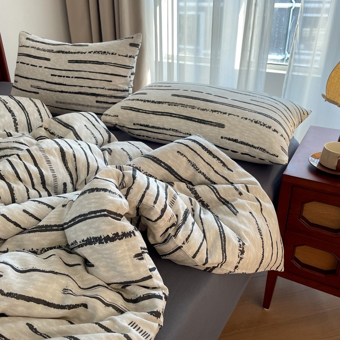 91家纺网 家纺一手货源 找家纺 一比一家纺 2025新款全棉母婴级抗菌有氧全棉双层纱亲肤全棉小清新印花三件套四件套 凯伦