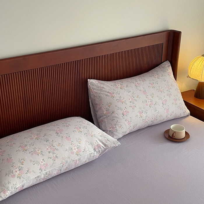 91家纺网 家纺一手货源 找家纺 一比一家纺 2025新款全棉母婴级抗菌有氧全棉双层纱亲肤全棉小清新印花三件套四件套 里德油画