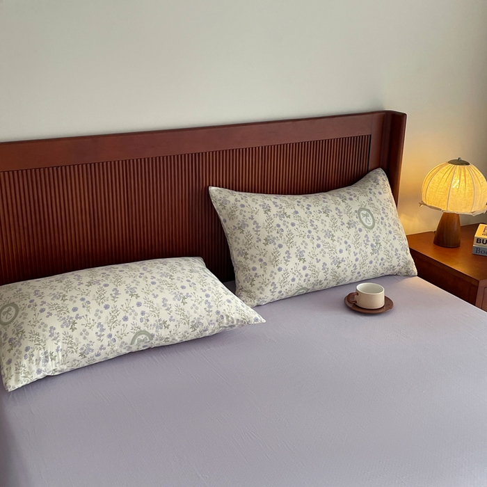 91家纺网 家纺一手货源 找家纺 一比一家纺 2025新款全棉母婴级抗菌有氧全棉双层纱亲肤全棉小清新印花三件套四件套 向云端