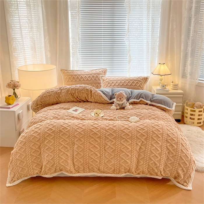 91家纺网 家纺一手货源 找家纺 梦舒羽 2025新款220克塔芙绒被套两用牛奶绒毛毯 优雅咖