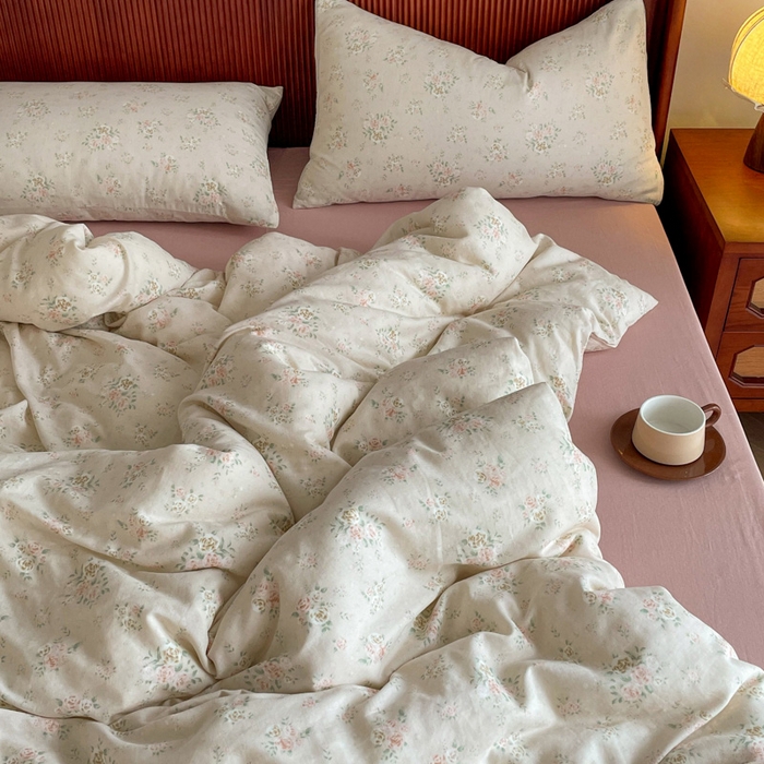 91家纺网 家纺一手货源 找家纺 一比一家纺 2025新款全棉母婴级抗菌有氧全棉双层纱亲肤全棉小清新印花三件套四件套 松子小姐