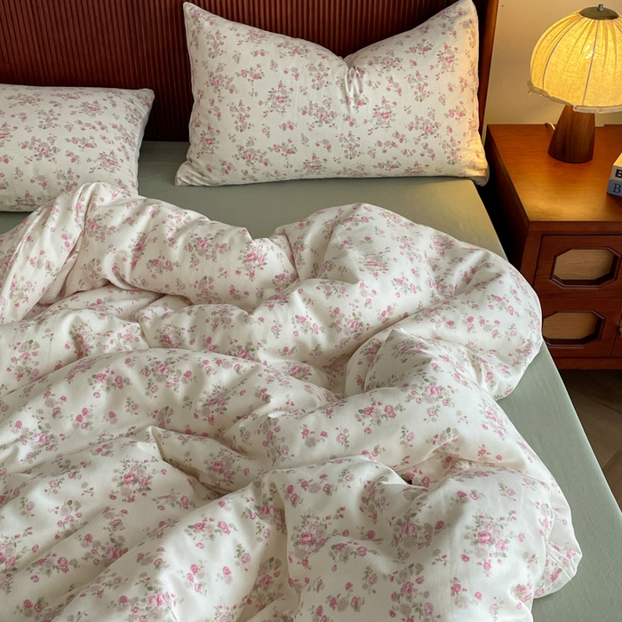 91家纺网 家纺一手货源 找家纺 一比一家纺 2025新款全棉母婴级抗菌有氧全棉双层纱亲肤全棉小清新印花三件套四件套 秀妍