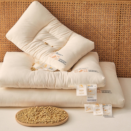 91家纺网 家纺一手货源 找家纺 （总）良品汇馆 2024【棉豆豆亲子枕】日式无印A类全棉大豆亲子枕良品儿童枕学生枕成人枕单只 枕头枕芯