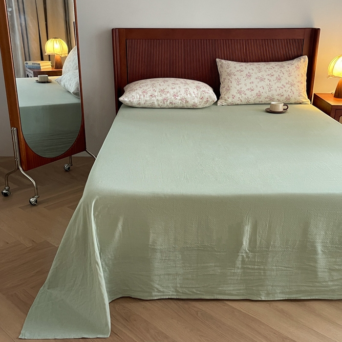 91家纺网 家纺一手货源 找家纺 一比一家纺 2025新款全棉母婴级抗菌有氧全棉双层纱亲肤全棉小清新印花三件套四件套 秀妍