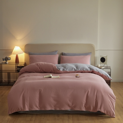 91家纺网 家纺一手货源 找家纺 寐眠 2024新款全棉纯棉加厚磨毛四件套 迷失粉雾