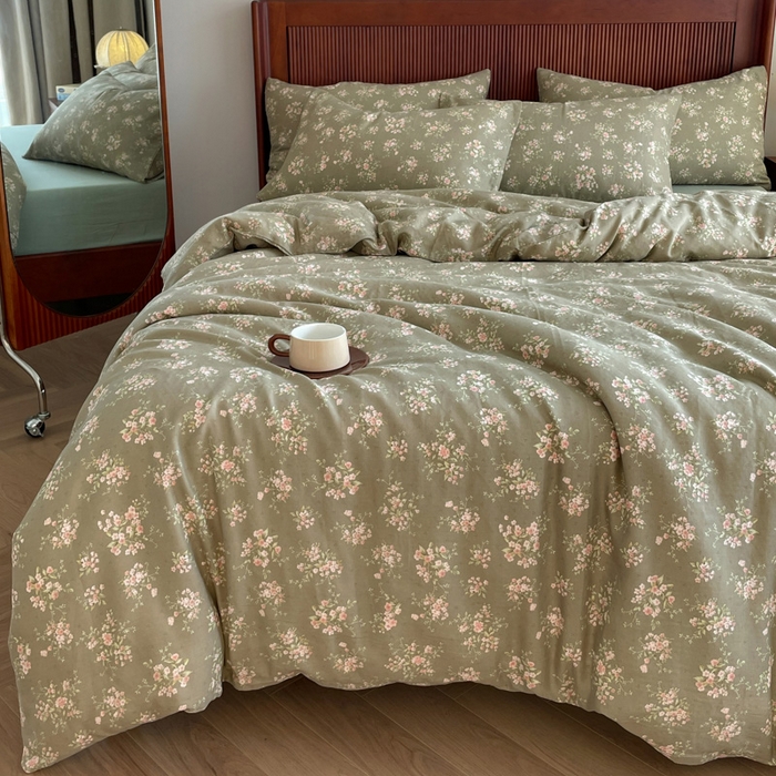 91家纺网 家纺一手货源 找家纺 一比一家纺 2025新款全棉母婴级抗菌有氧全棉双层纱亲肤全棉小清新印花三件套四件套 曼城旧事