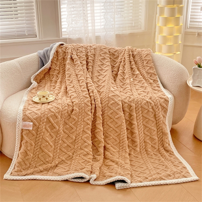 91家纺网 家纺一手货源 找家纺 梦舒羽 2025新款220克塔芙绒被套两用牛奶绒毛毯 优雅咖