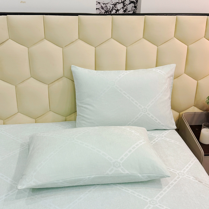 91家纺网 家纺一手货源 找家纺 太阳树家纺 2025新款A类雪尼尔提花绒床笠 一叶倾新绿