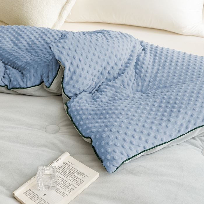 91家纺网 家纺一手货源 找家纺 凉百百 2024新款豆豆绒被芯系列 蓝