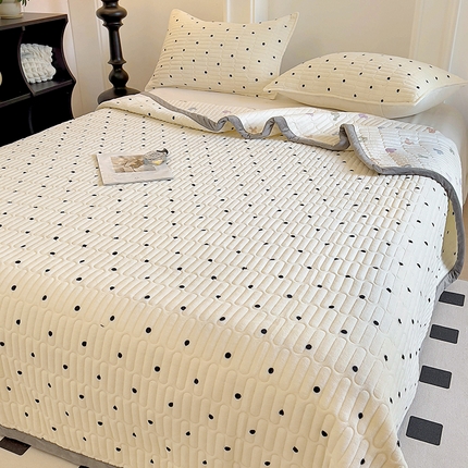 （总）美梦家纺 2024新款牛奶绒简单款夹棉床盖三件套