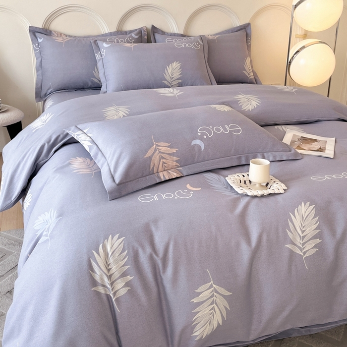 91家纺网 家纺一手货源 找家纺 铭成 2024新款全棉生态喷气加厚磨毛单品被套锦瑟月华-灰