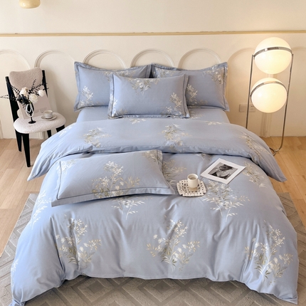 91家纺网 家纺一手货源 找家纺 铭成 2024新款全棉生态喷气加厚磨毛单品被套抒情花季-灰