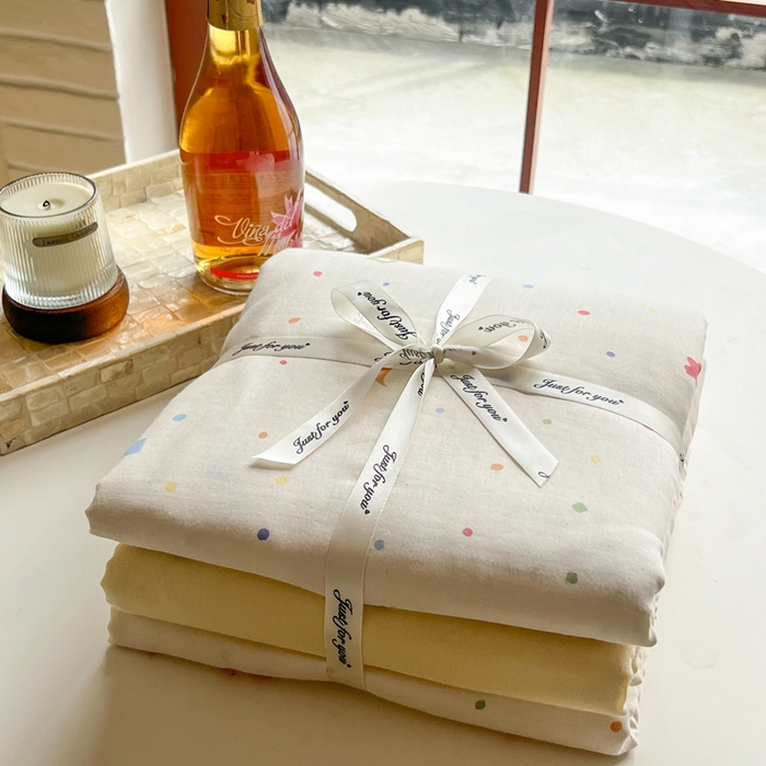 91家纺网 家纺一手货源 找家纺 一比一家纺 2025新款全棉母婴级抗菌有氧全棉双层纱亲肤全棉小清新印花三件套四件套 奶油派