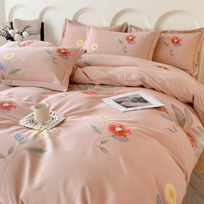 91家纺网 家纺一手货源 找家纺 铭成 2024新款全棉生态喷气加厚磨毛单品被套法风小香-粉