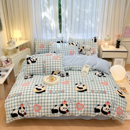 91家纺网 家纺一手货源 找家纺 （总）玉海棠家纺 2024新款高克重牛奶绒印花四件套