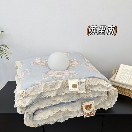 91家纺网 家纺一手货源 找家纺 （总）佰织鑫家居 2024新款全棉法式花边懒人豆豆被