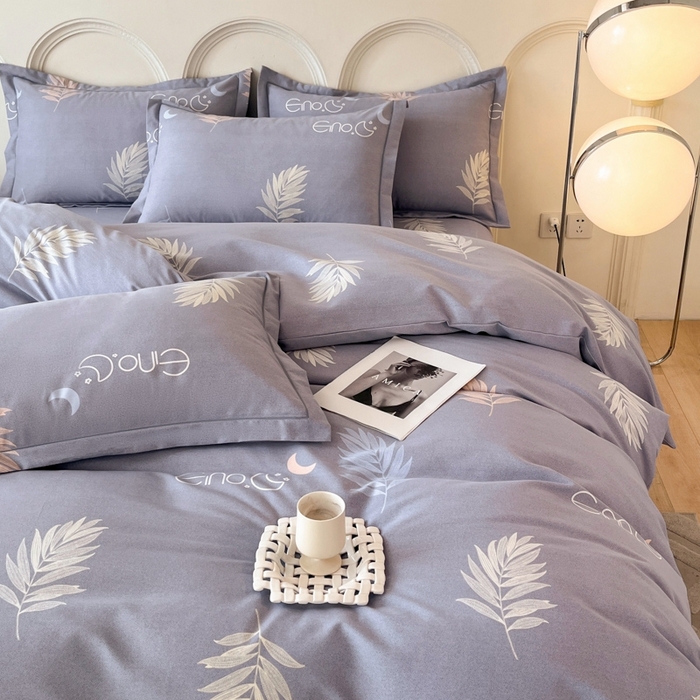91家纺网 家纺一手货源 找家纺 铭成 2024新款全棉生态喷气加厚磨毛单品被套锦瑟月华-灰