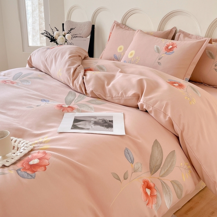 91家纺网 家纺一手货源 找家纺 铭成 2024新款全棉生态喷气加厚磨毛单品被套法风小香-粉