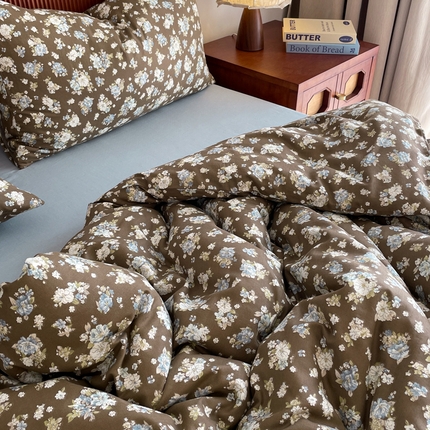 91家纺网 家纺一手货源 找家纺 （总）一比一家纺 2025新款全棉母婴级抗菌有氧全棉双层纱亲肤全棉小清新印花三件套四件套