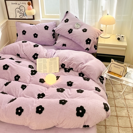 91家纺网 家纺一手货源 找家纺 （总）玉海棠家纺 2024新款阳离子提花牛奶绒四件套