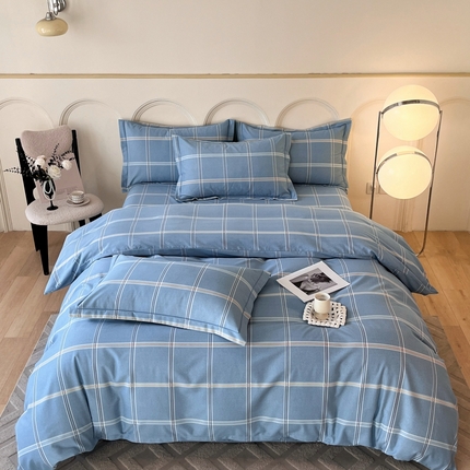 91家纺网 家纺一手货源 找家纺 铭成 2024新款全棉生态喷气加厚磨毛单品被套艾格拉-蓝