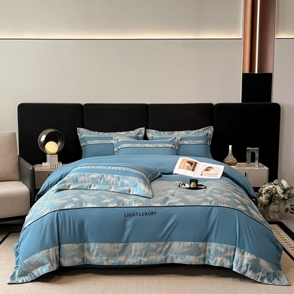 91家纺网 家纺一手货源 找家纺 （总）博纳家纺 2024新款亲肤棉立体浮雕工艺款绣花四件套-羽皇